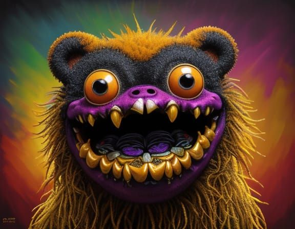 Wacky Monster Smiles in Grunge Oil Painting Style