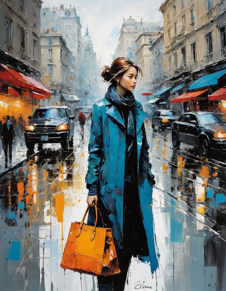 Abstract Portrait with Complementary Colors and Fine Details