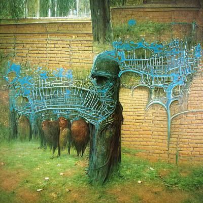 Dystopian Ironwork Landscape: A Surreal Vision