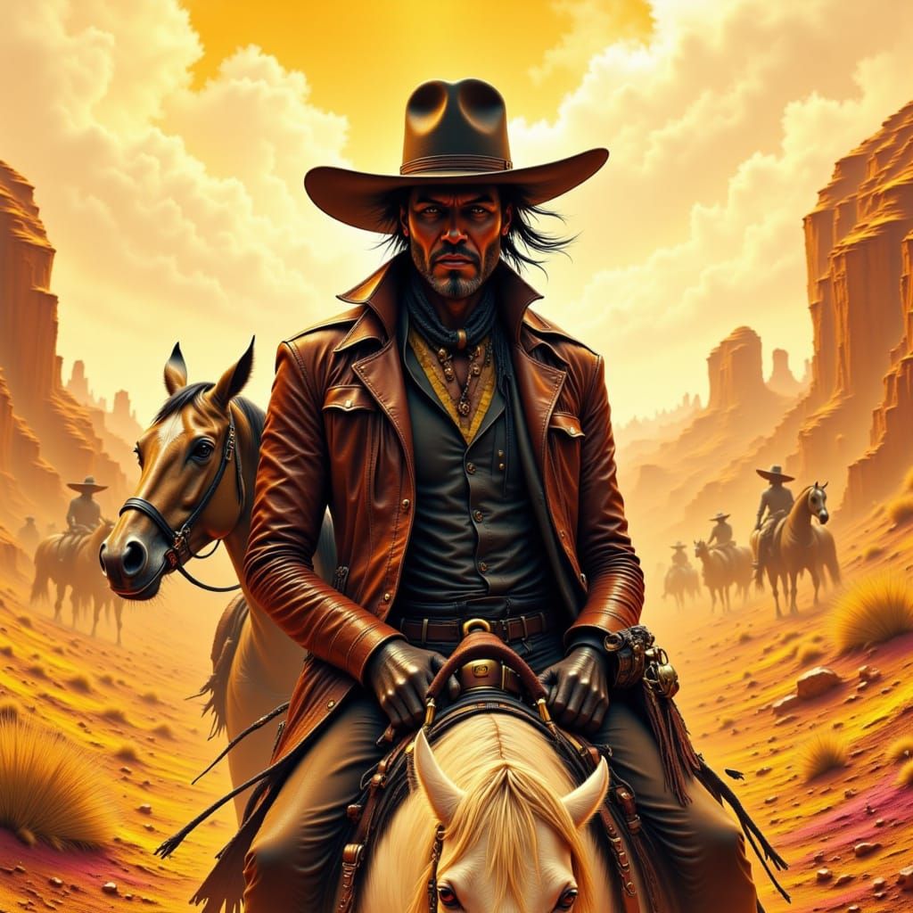 Cowboy in Dusty Canyon, Comic Book Illustration Style
