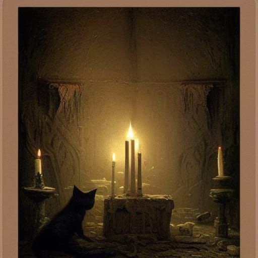 Runic Symbols in Candlelit Horror Room