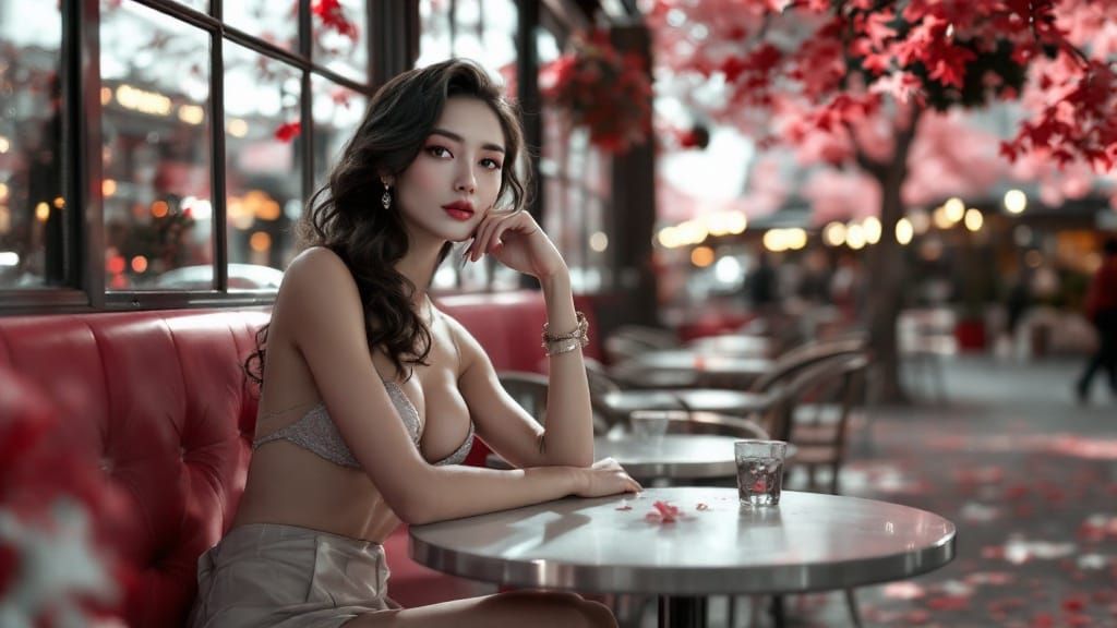 Ethereal Infrared Portrait with Art Deco Elegance and Korean...