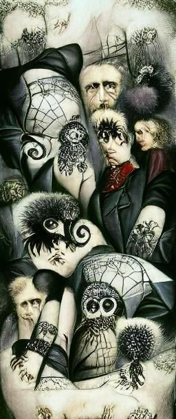 Victorian Goth Cartoon in Burtonesque Style