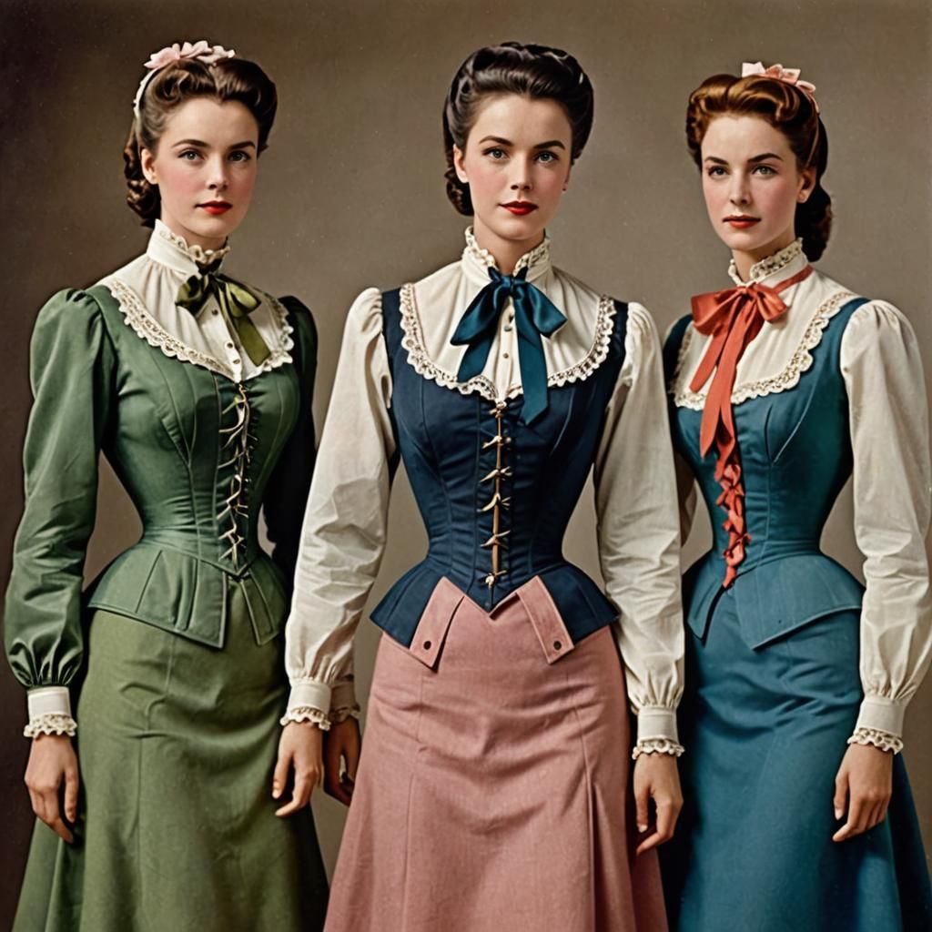 Elegant Women in Colorful Historical Fashion