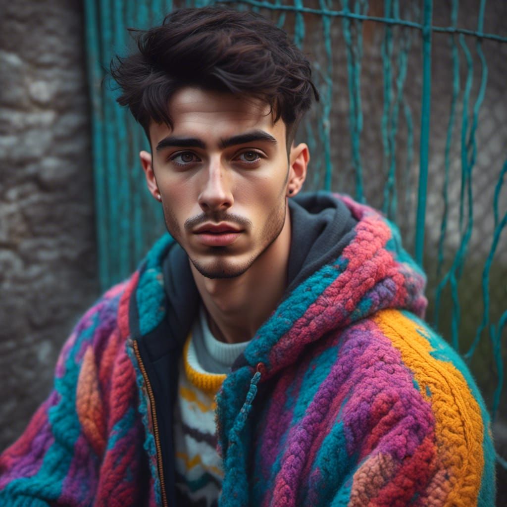 Portrait of a Young Man in Illustrative Style