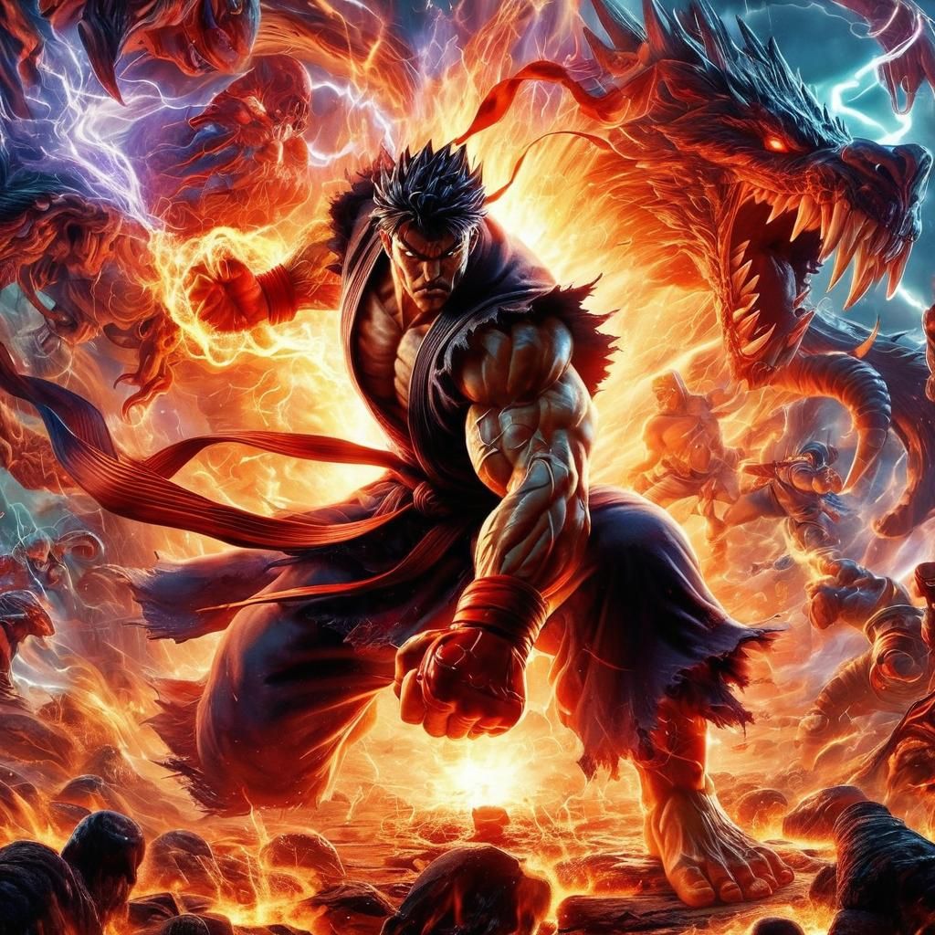 Evil Ryu in Elemental Darkness: Streetfighter II