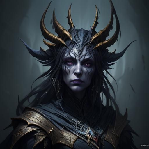 Sinister Reflection: Dark Fantasy Creature Portrait