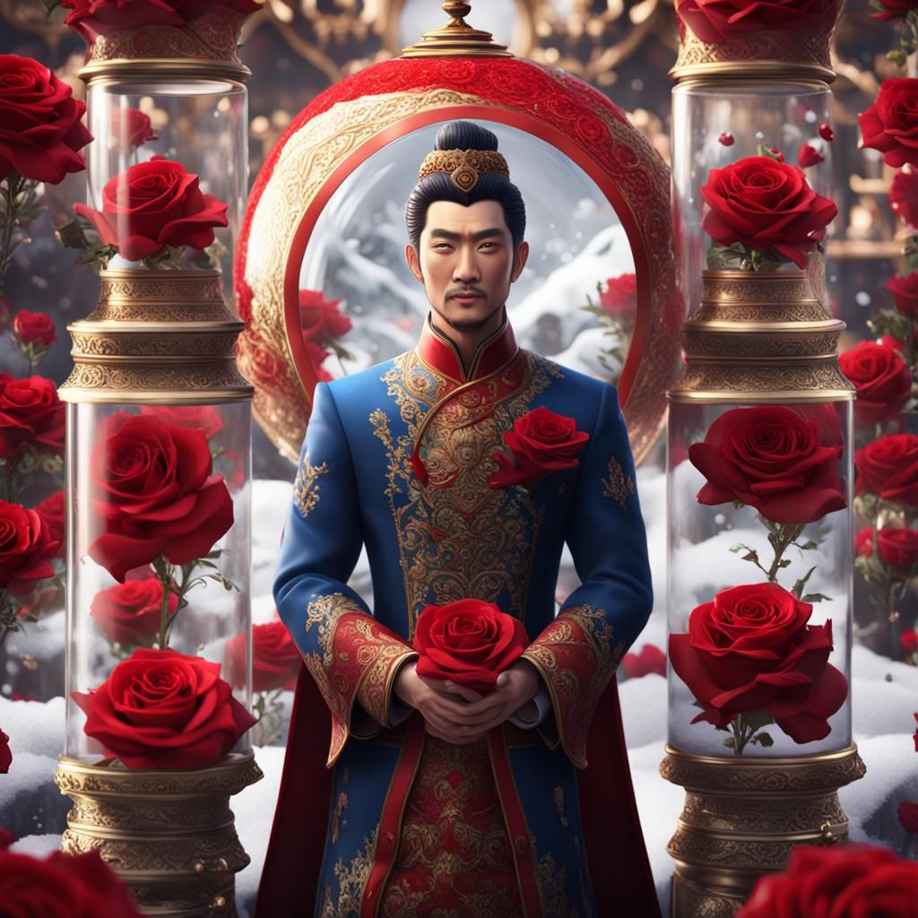 Snow Globe Watch: Asian Royal Man and Roses