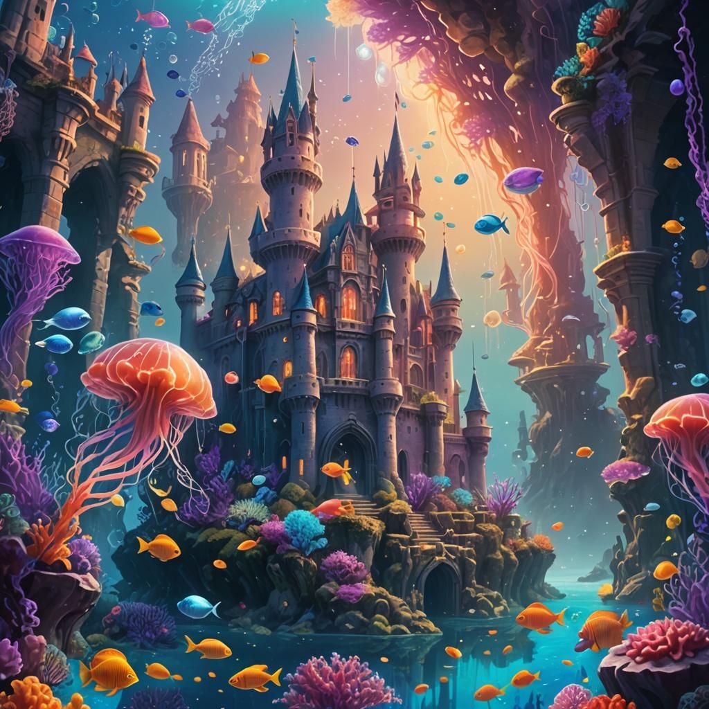 Underwater Castle in a Fantasy World