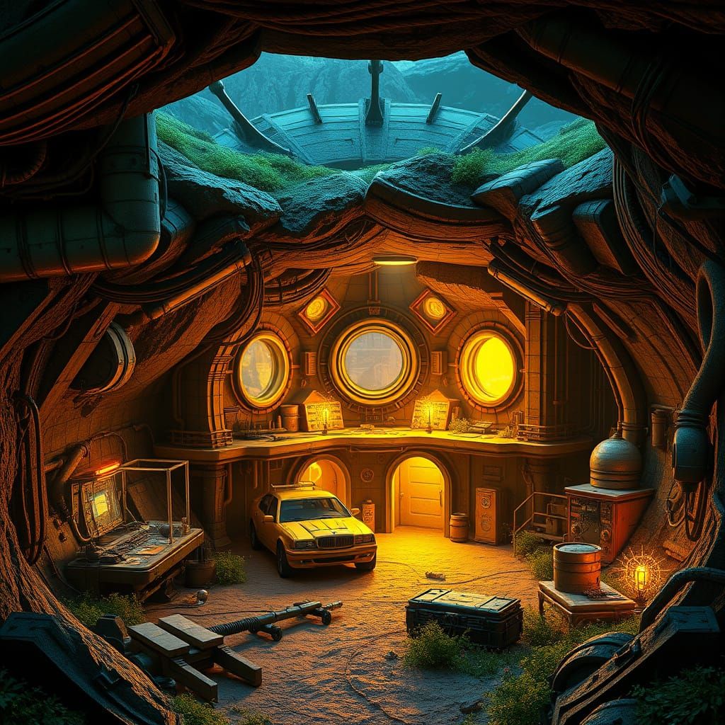 Epic Steampunk Fallout Shelter in a Futuristic Underground O...