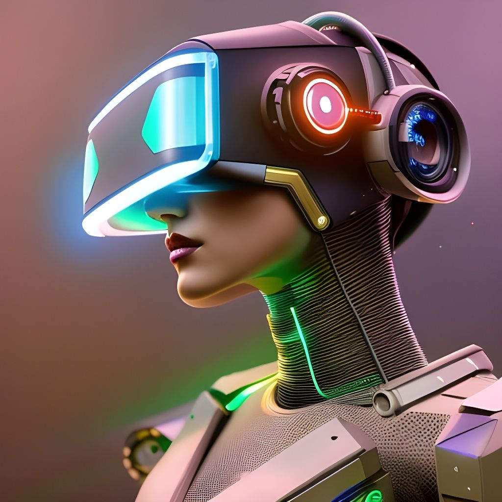 Futuristic Cyberpunk Woman with VR Headset in 8K