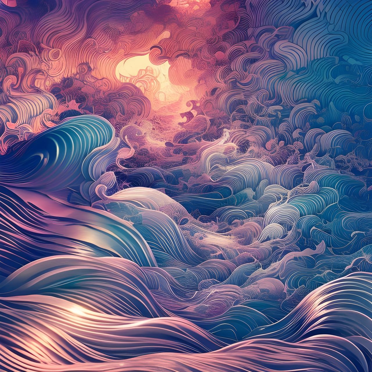 Detailed Abstract Wave in Hyperrealistic Style