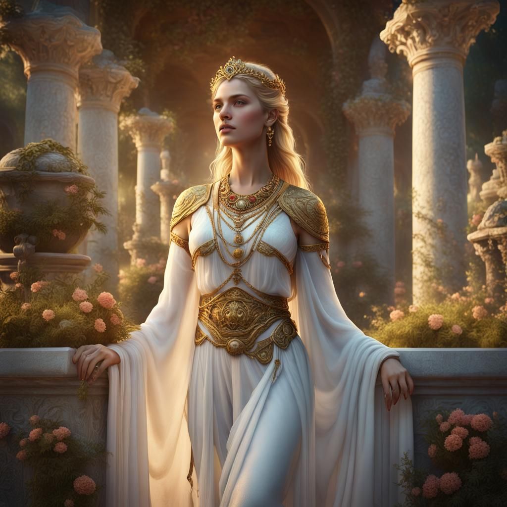 Aphrodite in an Ancient Garden, Detailed Matte Painting
