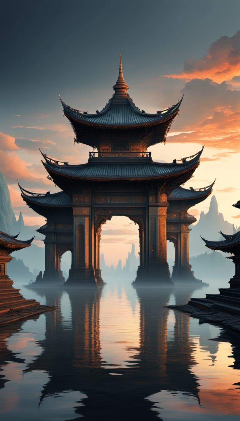 Alien Ruins Exploration in Golden Light