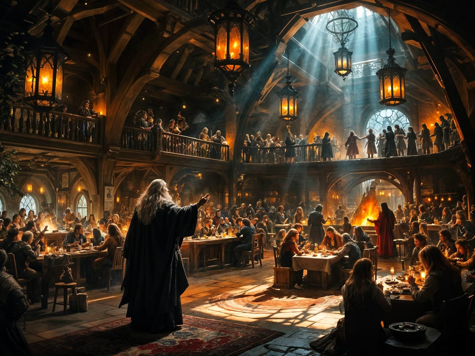 Fantasy Guildhall Welcome as Oil Painting