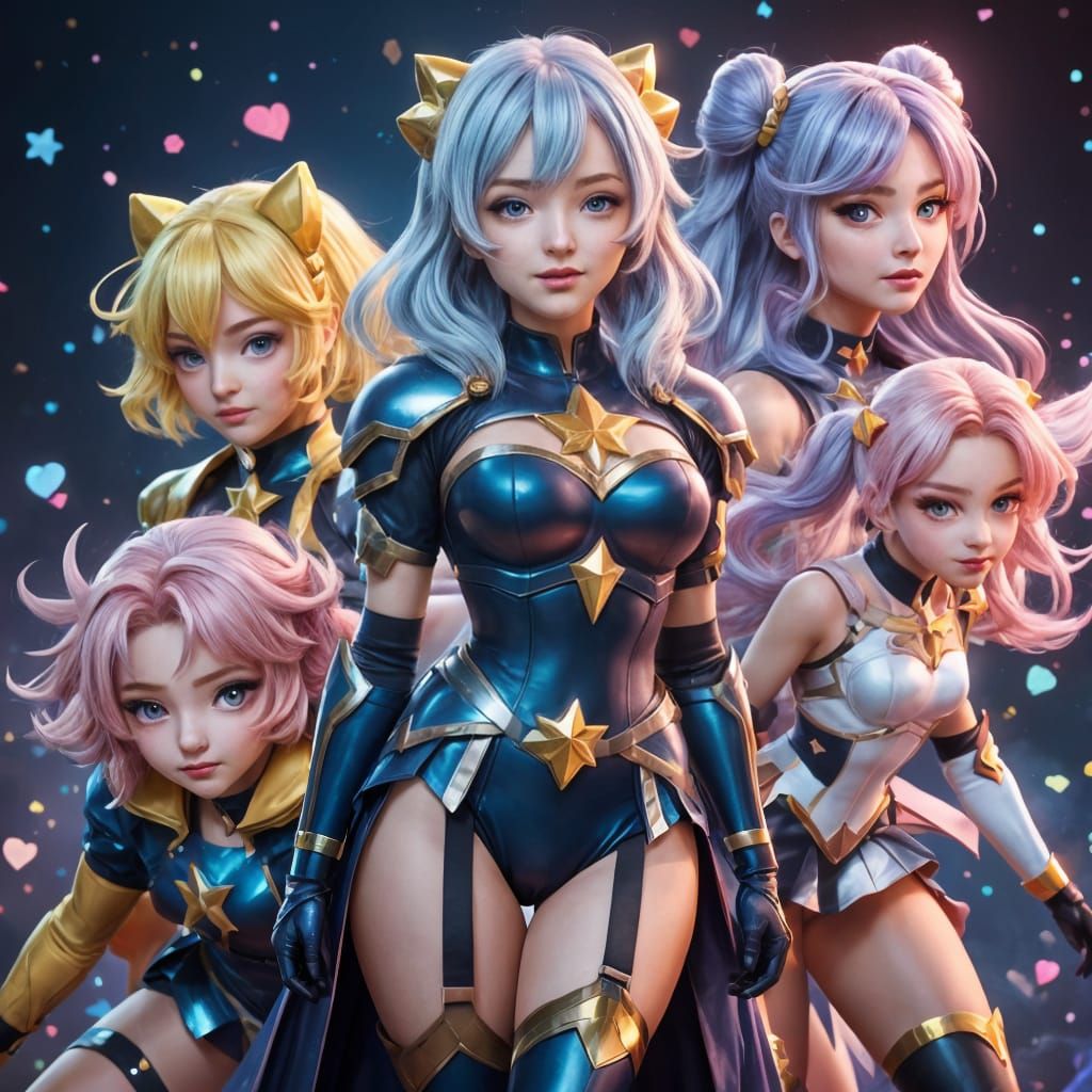 Magical Girls Transformation in Anime Style