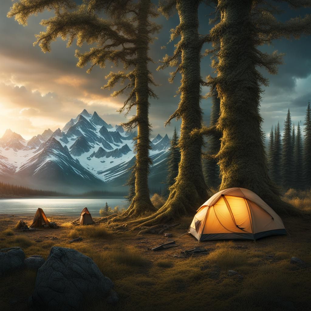 Epic Alaskan Camping Scene in Digital Matte Painting