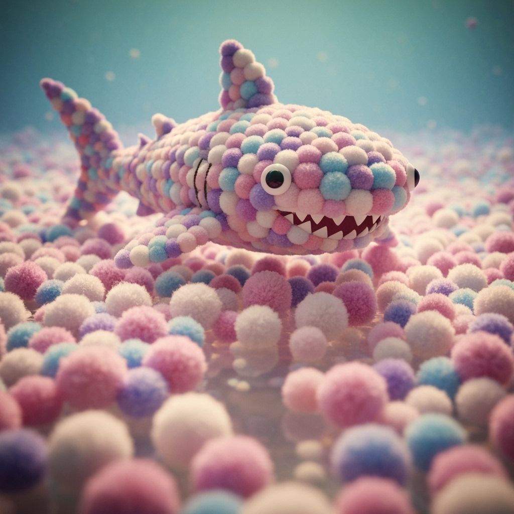 Pom-Pom Shark Glides Through a Dreamlike Sea
