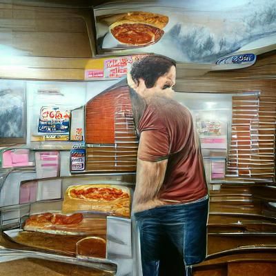 Paul Rudd Buys Pizza Slice: Hyperrealistic Image