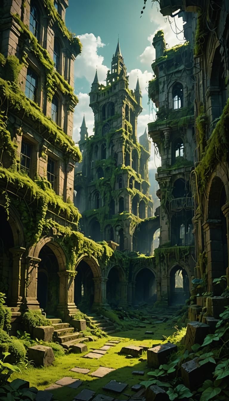 Ruined City Reclaimed by Nature: Fantasy Concept Art