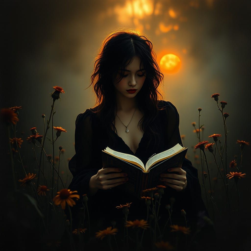 Ethereal Beauty in Muted Sunlight - Dark Romanticism Artwork