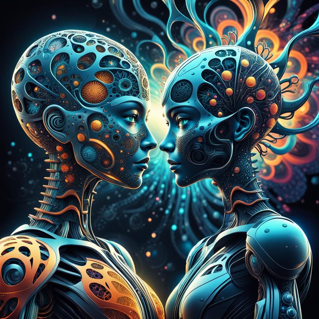 Futuristic Lab Scene: Biological Experiment with Humanoid Sc...