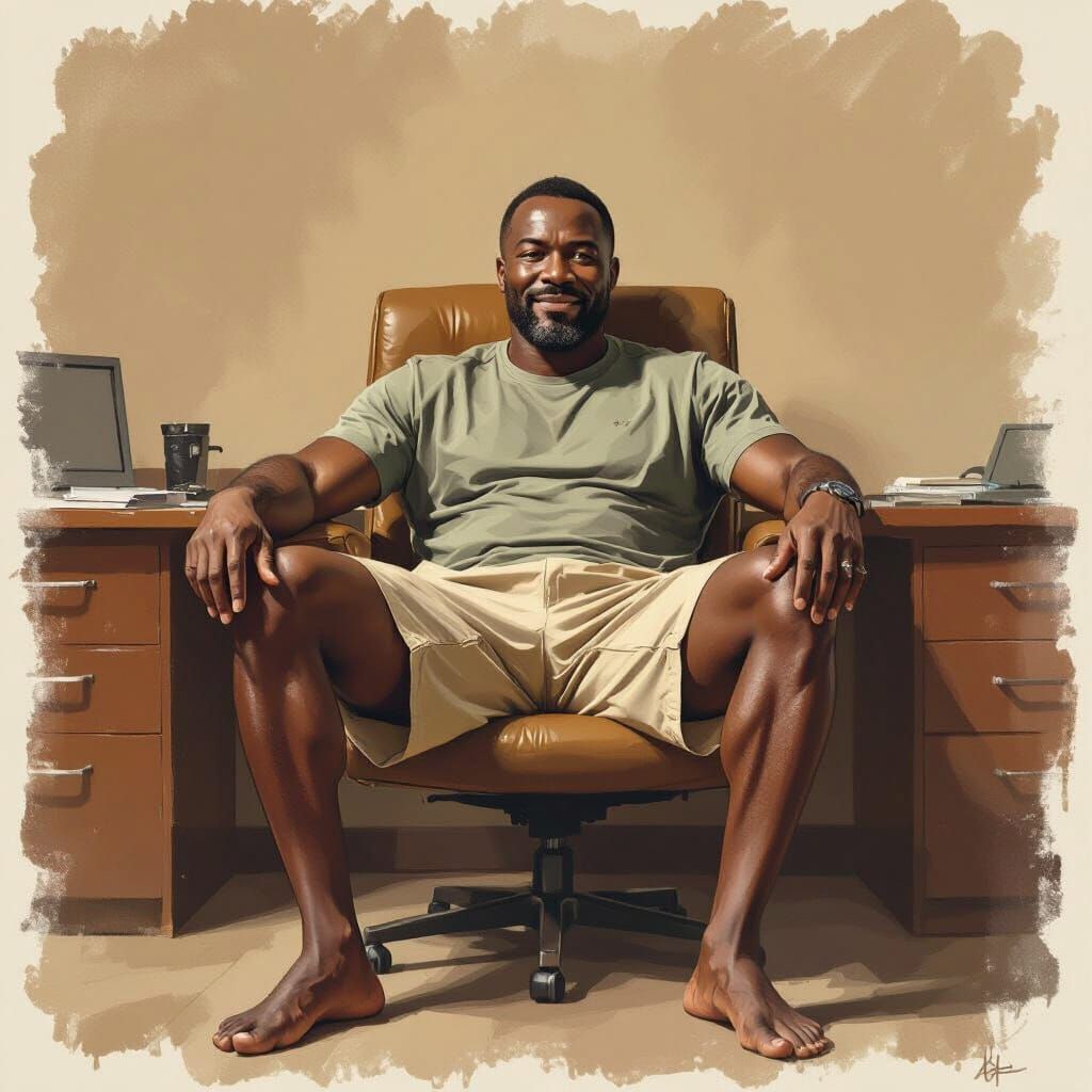 Nigerian Coach Relaxed in Office, Warm & Approachable