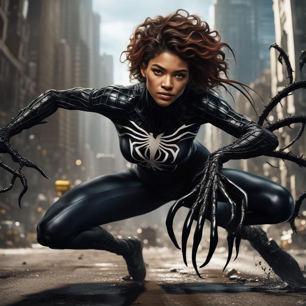 Zendaya as MJ with Venom Symbiote: Detailed Art