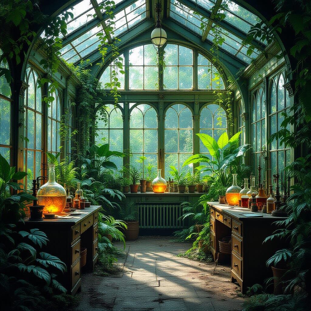 Abandoned Victorian Greenhouse with Alchemist Lab