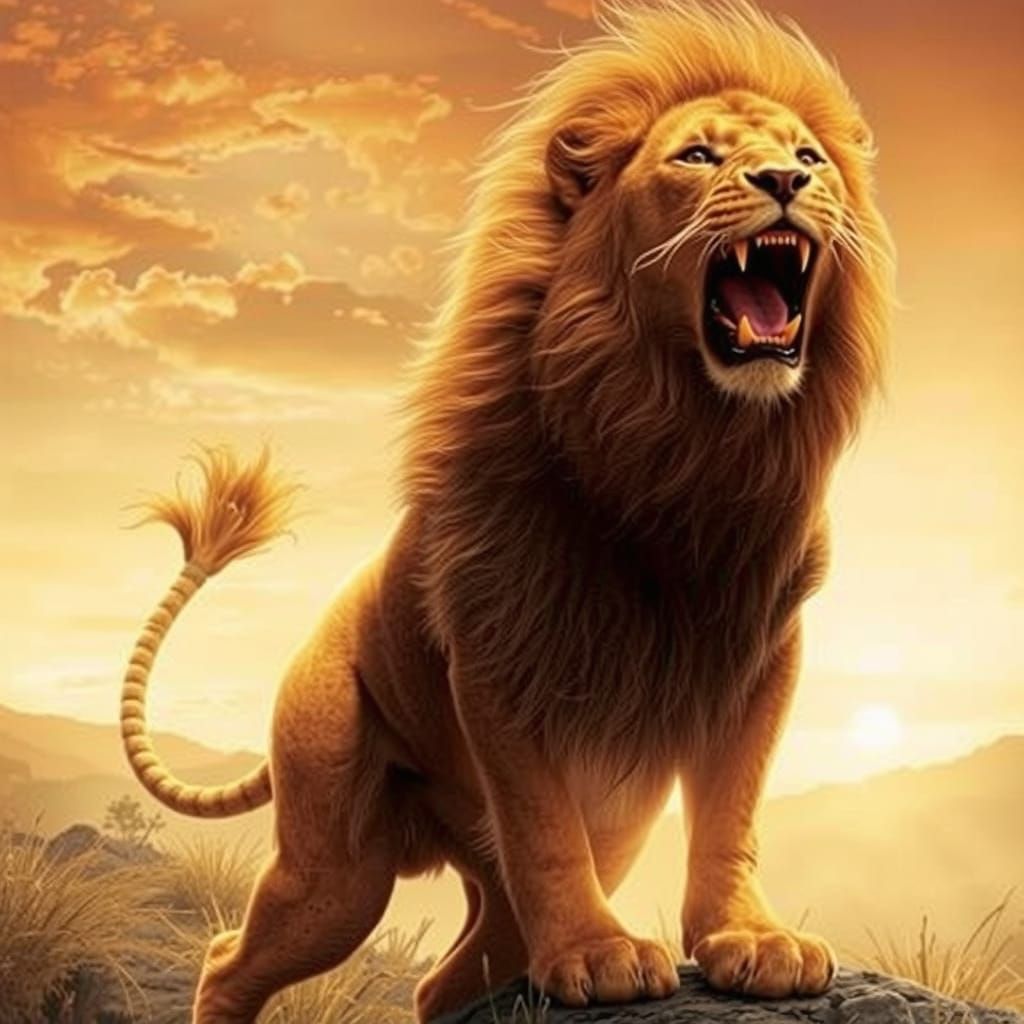 Majestic Lion at Sunrise Wildlife Photograph