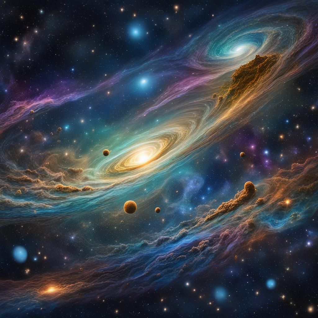 Galaxies Dance in Interstellar Space: Cosmic Illustration