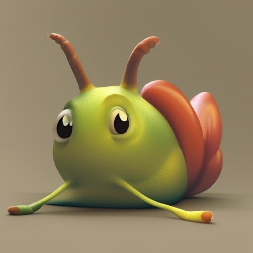 Cute Snail in Pixar Style 3D Rendering