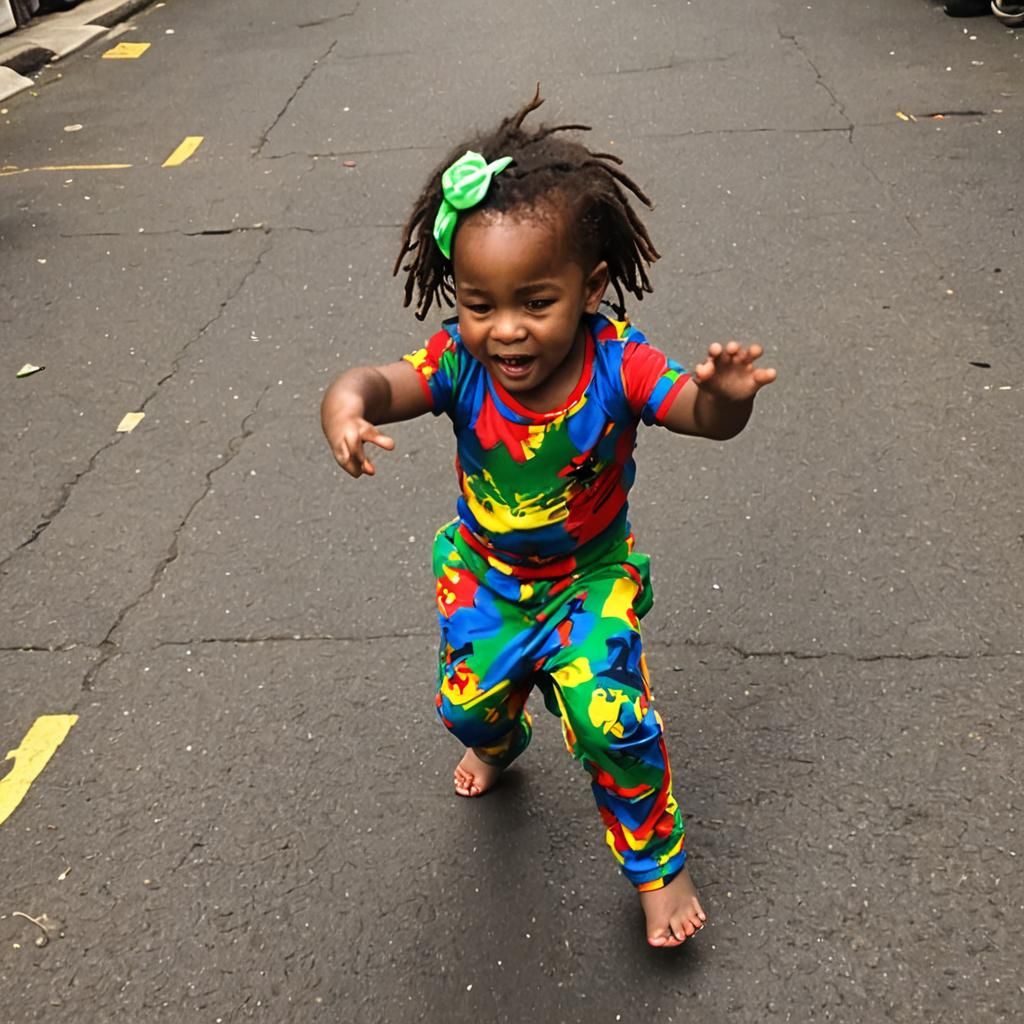 Colorful Toddler Dancing with Joyful Energy