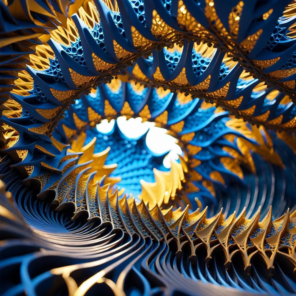 Mesmerizing Mandelbrot Landscape with Metallic Details