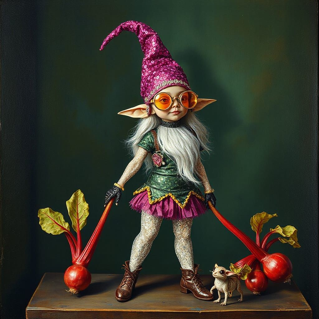 Glamorous Gnome Goddess in a Surreal DMT Realm