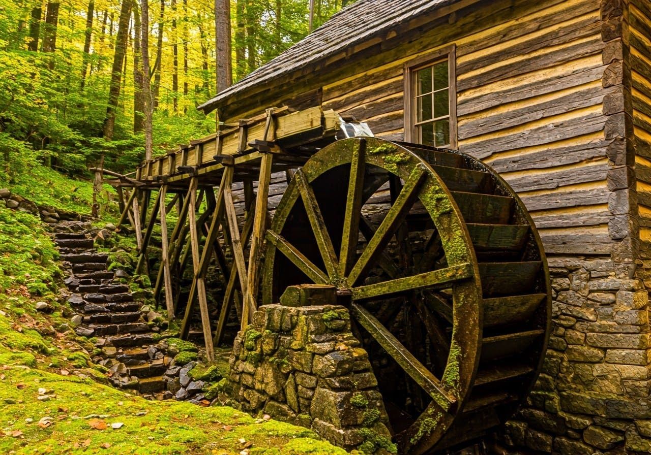 Waterwheel in Golden Afternoon Light