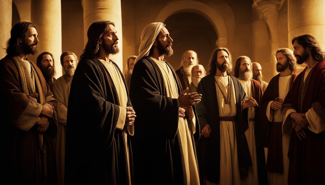 Jesus Surrounded by Pharisees in Ancient Jerusalem Baroque O...