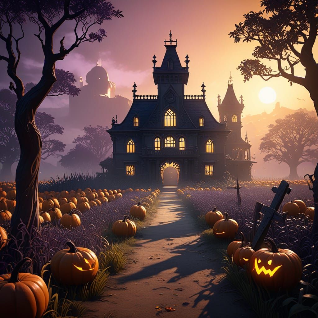 Dark Fantasy Corn Maze with Ghostly Scarecrows