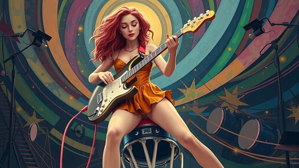 Hyperrealistic Sculpture of a Woman Guitarist