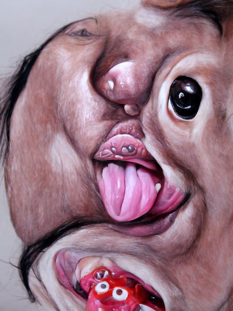 Hyperrealistic Rendering of a Grotesque Face
