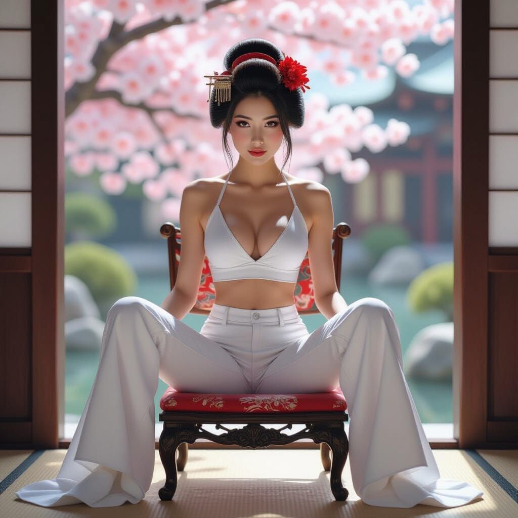 Geisha Beauty in Modern Attire