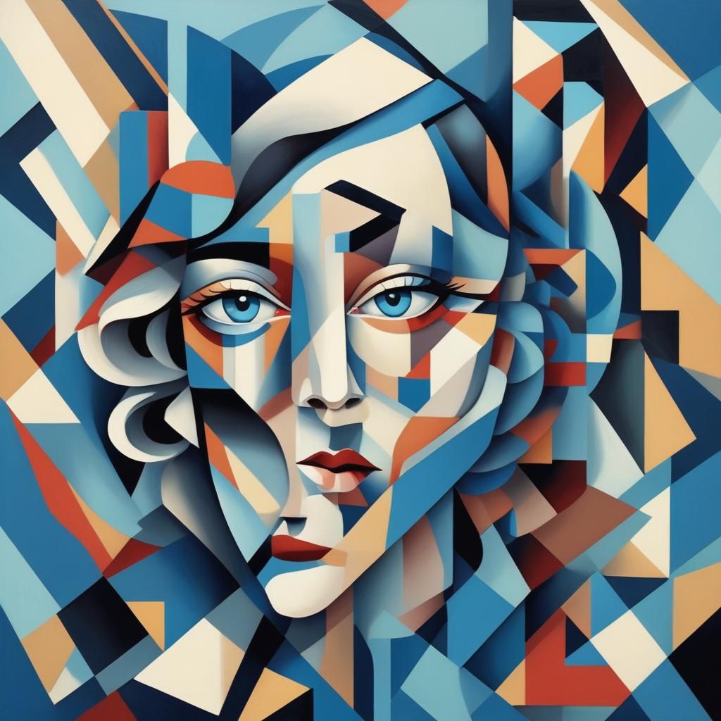 Cubist Painting Inspired by Catherine Feeny's Mr Blue
