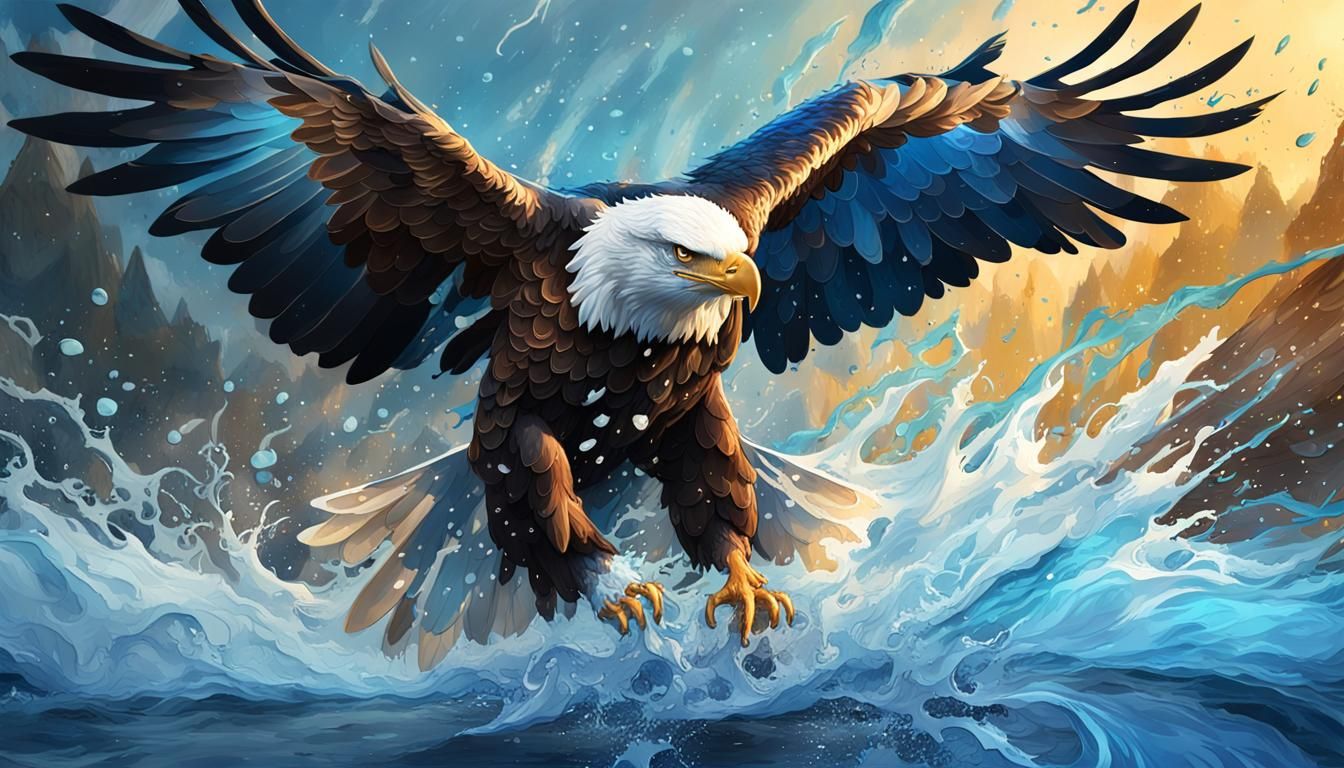 Eagle Splash Art in Blue and Gold