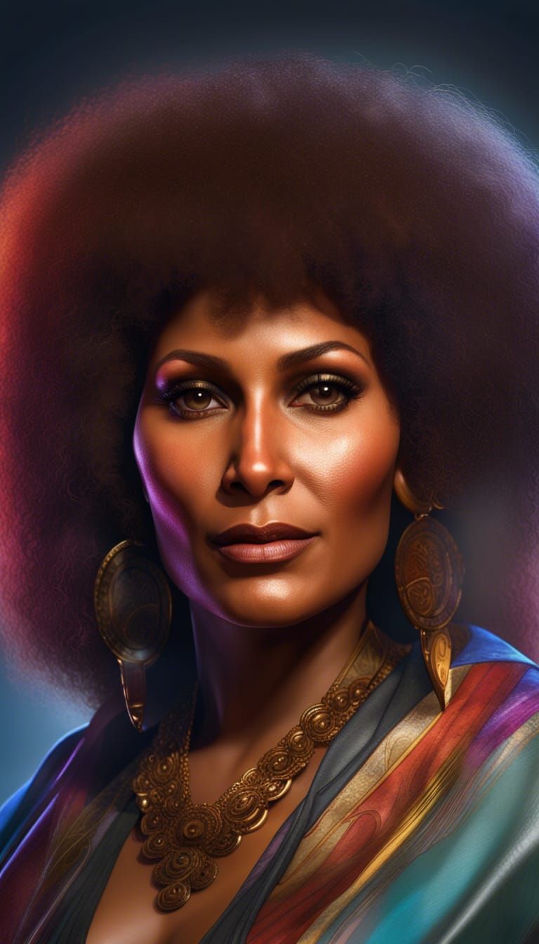 Detailed Portrait with Afro, Dynamic Lighting