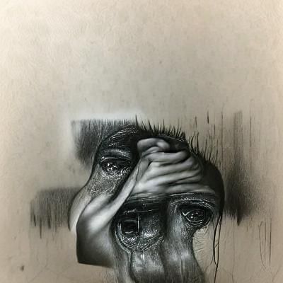 Hyperdetailed Charcoal Drawing of Depression