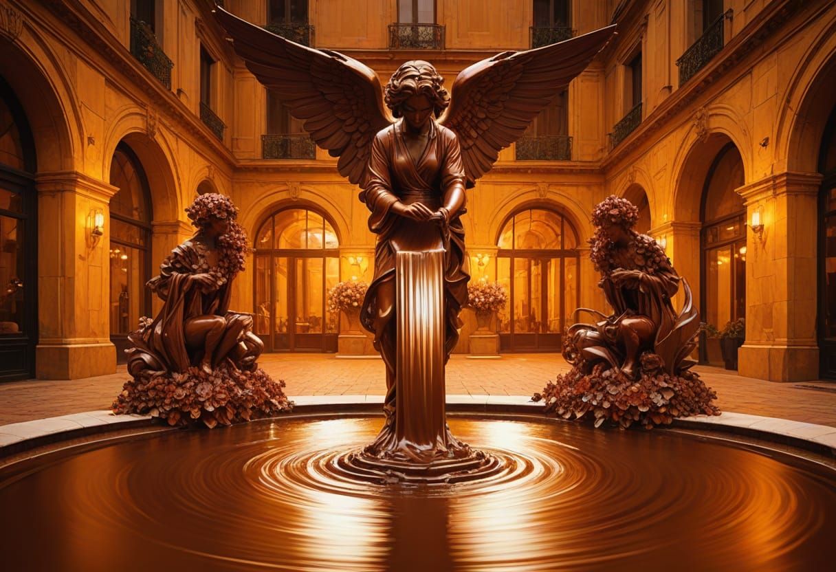 Chocolate Angel Fountain Inspired by Bernini