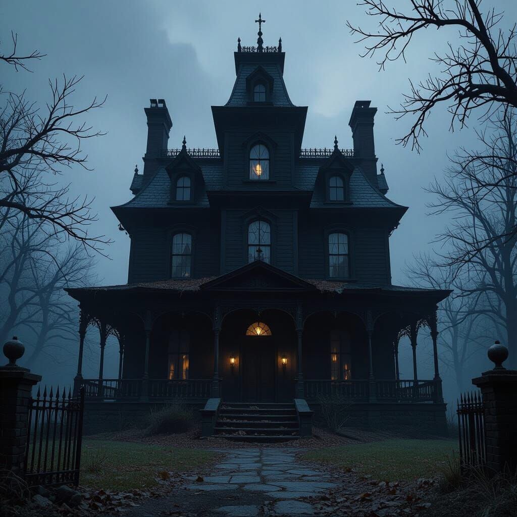 1000 Year Old Pitch Black Haunted House in Fantasy Concept A...