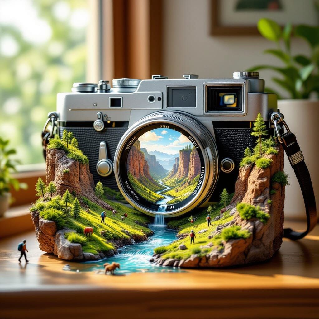 Surreal Vintage Camera Becomes Canyon Landscape
