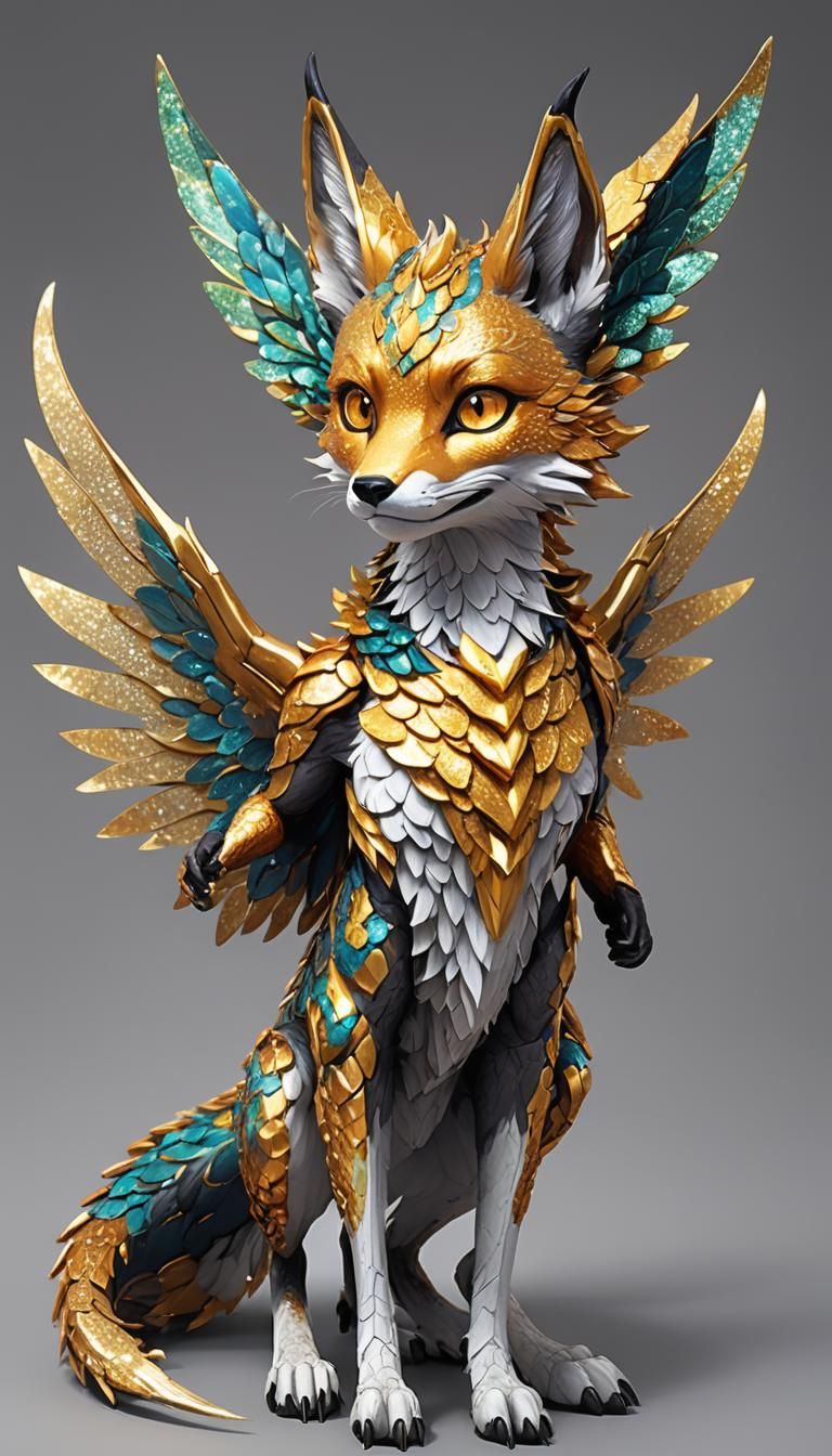 Fox Dragon Hybrid in Anime Style