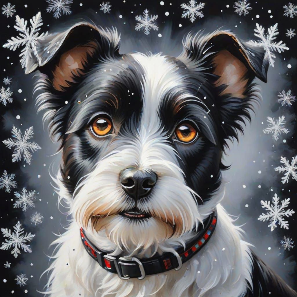 Cute Terrier Dog Portrait in Oil Painting Style